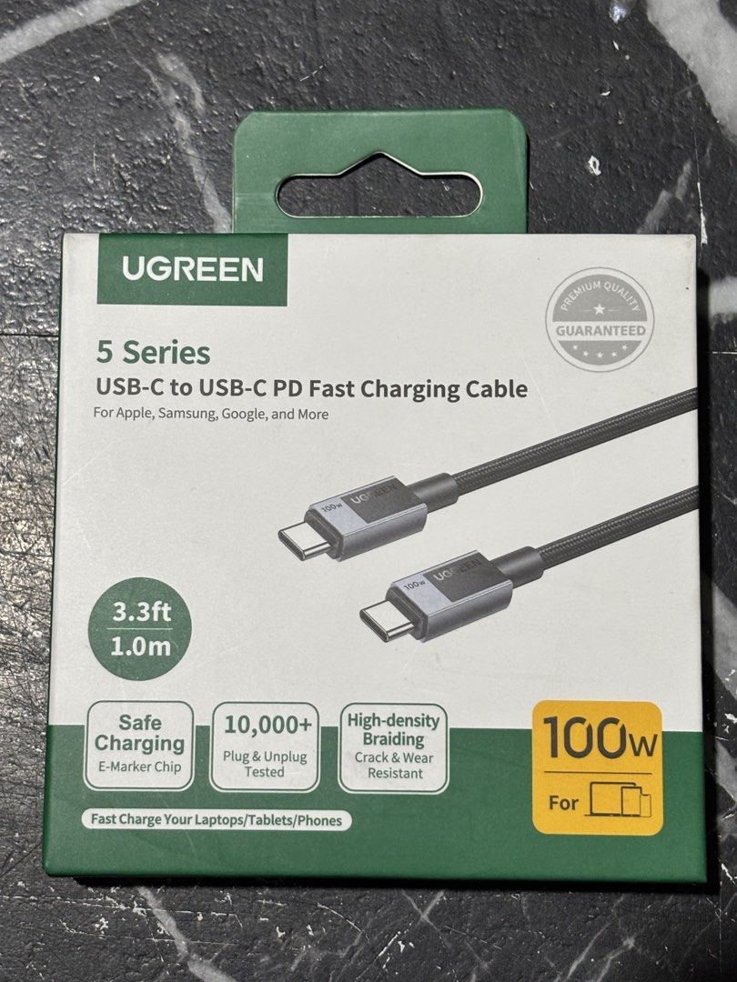 Ugreen 5 series 100w type C cable black (Category: Chargers & Cables) located in Manila. Submitted by warmshark.e92255 (Listing ID 1465170332, Image 1). Description: Fs: Ugreen 5 series 100w type C cable Brandnew seald Color:black Actual pic Mit up pick up or lalamove sa malau Tondo manila location Pm sa interested.tia.