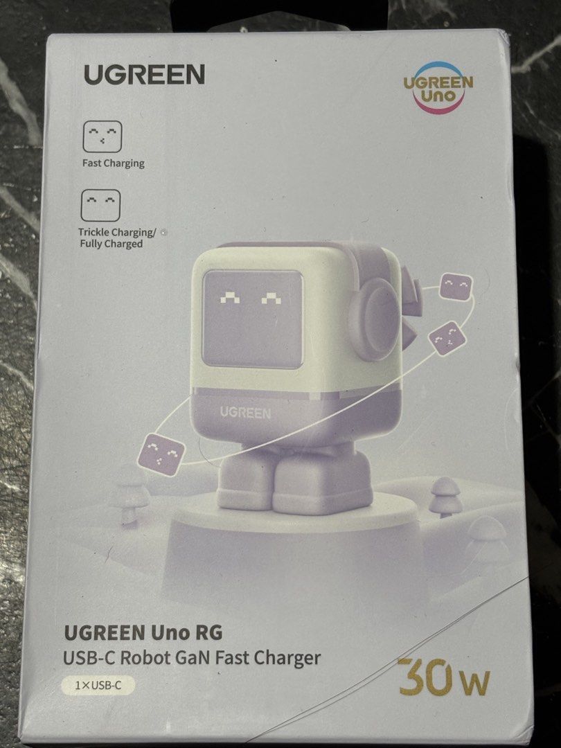 Ugreen uno Robot Gan 30w purple (Category: Chargers & Cables) located in Manila. Submitted by warmshark.e92255 (Listing ID 1465014391, Image 1). Description: Fs: Ugreen uno Robot Gan 30w charger Brandnew seald Color:purple Actual pic Mit up pick up or lalamove sa malau Tondo manila location Pm sa interested.tia.