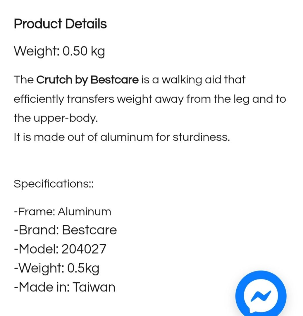 Underarm Crutches (Saklay) (Category: Medical Supplies & Tools) located in Quezon City. Submitted by eelanom (Listing ID 1465097848, Image 2). Description: For Sale Saklay (Crutches) - Aluminum, Light Weight - Adjustable Height (5'2---5'10) - Once lang nagamit - Pair na - Made In Taiwan Issue: May dumi kasi nakatambak nalang check actual pictures. Location: Quezon City Negotiable!! PM!!.