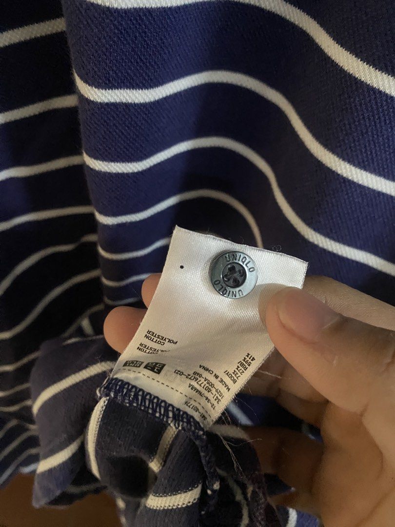 Uniqlo - Dark Blue Striped Polo (Category: Tshirts & Polo Shirts ) located in Manila. Submitted by miggiescorner (Listing ID 1464985042, Image 3). Description: -Size extra large -Never worn -No defects or stains -Gcash payment only -Shipping is included Please message for inquiries!.