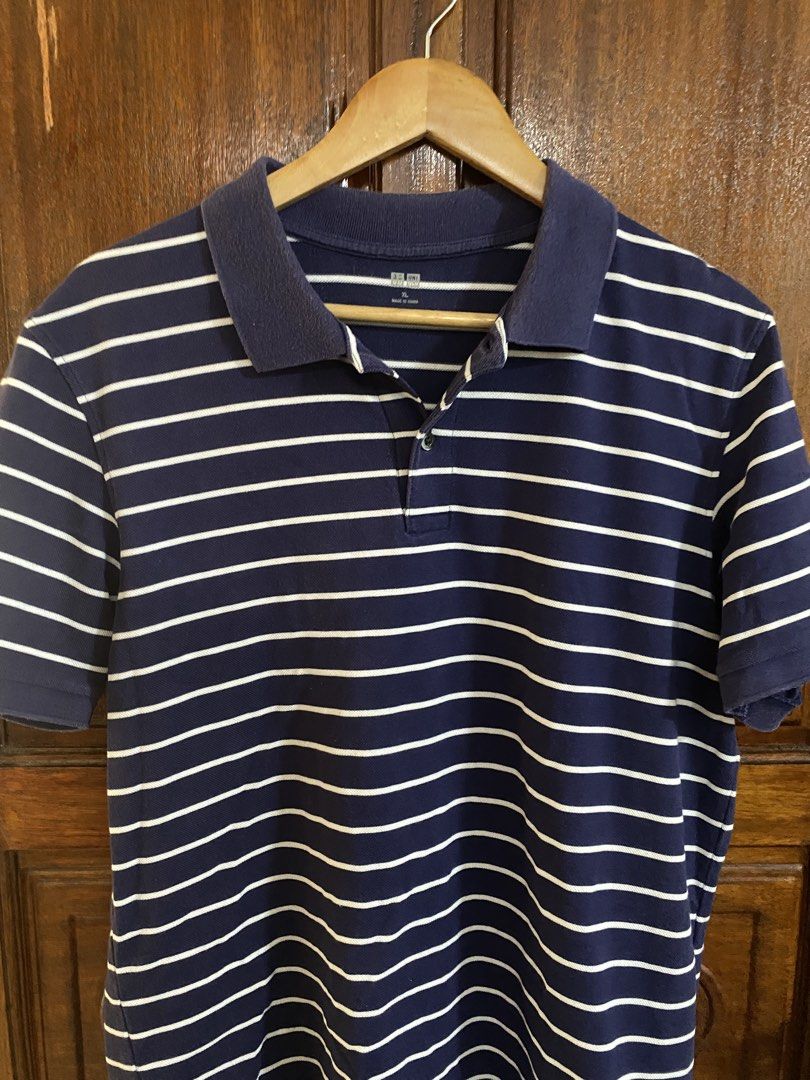 Uniqlo - Dark Blue Striped Polo (Category: Tshirts & Polo Shirts ) located in Manila. Submitted by miggiescorner (Listing ID 1464985042, Image 1). Description: -Size extra large -Never worn -No defects or stains -Gcash payment only -Shipping is included Please message for inquiries!.