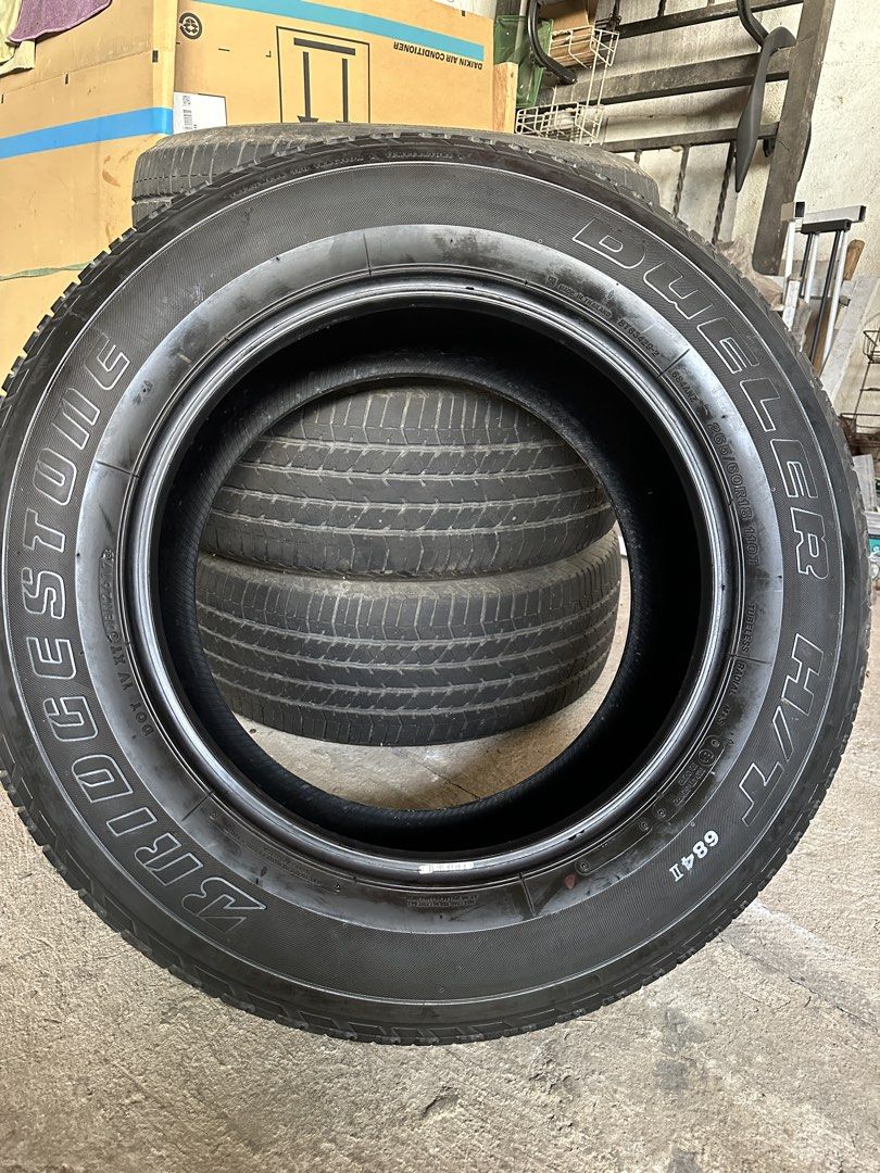 Used Tire Brigestone (Category: Mags and Tires) located in Rizal. Submitted by nature.glitz63 (Listing ID 1465049763, Image 2). Description: 4 pcs. Bridgestone , Thailand made DOT IV XT Dueler H/T 684 II BT 63429-1 265/60R18 110T Tubeless Radial M+S Only 12,224k used on normal drive only Still have 85% Thread For interested, contact (0917) 153-12-63 Location: Vermont Marilaque highway, Lower Antipolo city, Rizal Landmark. Burger King .