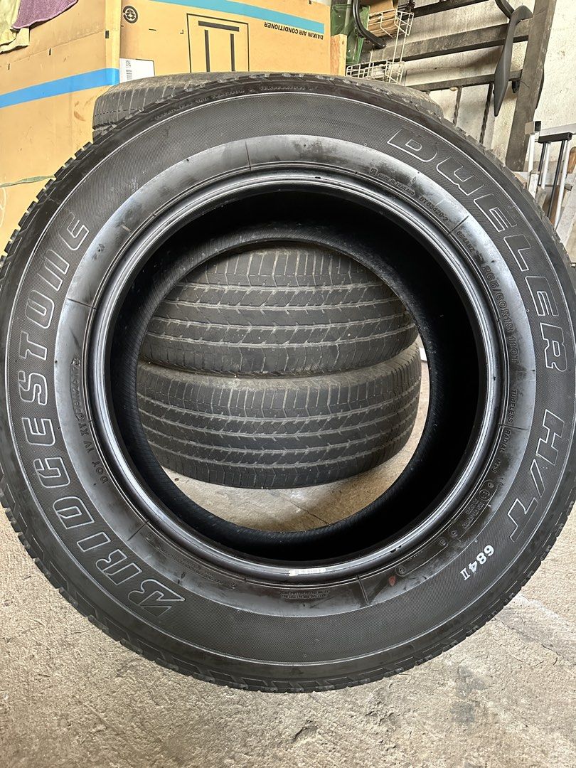 Used Tire Brigestone (Category: Mags and Tires) located in Rizal. Submitted by nature.glitz63 (Listing ID 1465049763, Image 1). Description: 4 pcs. Bridgestone , Thailand made DOT IV XT Dueler H/T 684 II BT 63429-1 265/60R18 110T Tubeless Radial M+S Only 12,224k used on normal drive only Still have 85% Thread For interested, contact (0917) 153-12-63 Location: Vermont Marilaque highway, Lower Antipolo city, Rizal Landmark. Burger King .
