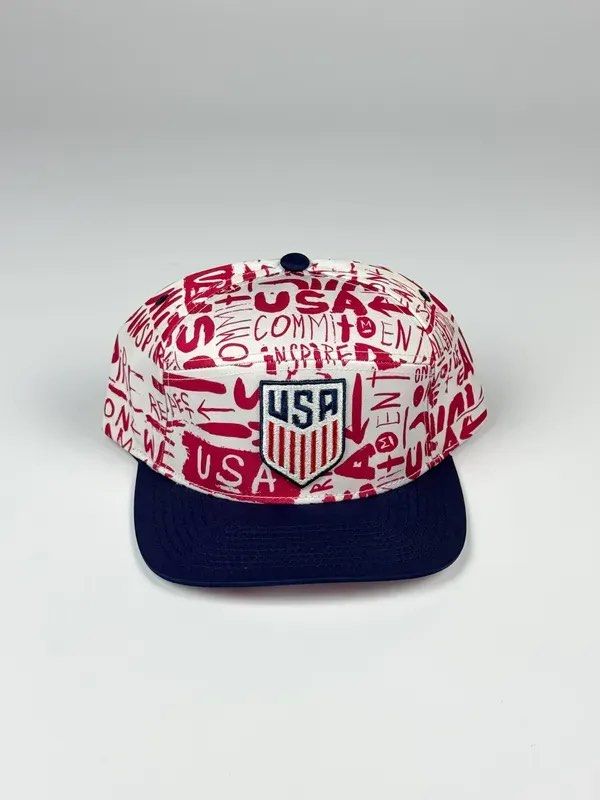 USMNT ALLOVER PRINT CROSS PANEL HAT IN WHITE/NAVY (Category: Caps & Hats) located in Manila. Submitted by newwind.52e349 (Listing ID 1465003849, Image 1). Description: USMNT ALLOVER PRINT CROSS PANEL HAT IN WHITE/NAVY .