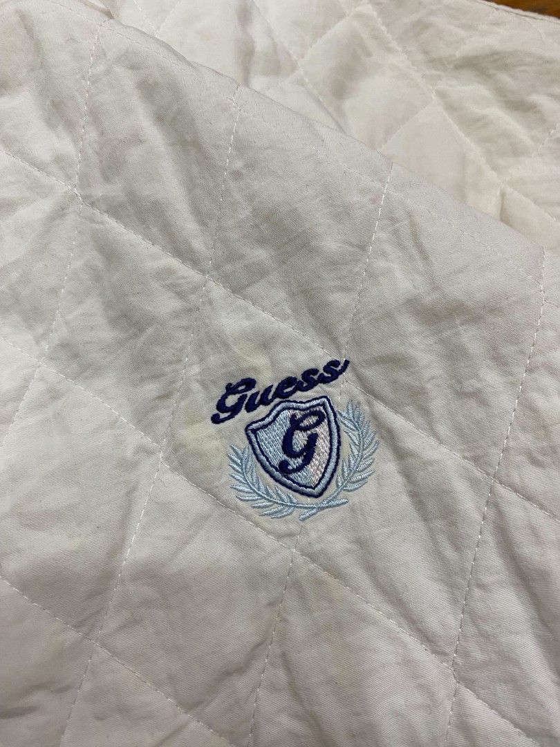 Vintage 90s Guess Quilted Bomber Jacket (Category: Hoodies) located in Cavite. Submitted by six_thrift.ph (Listing ID 1465064602, Image 2). Description: 25.5x25 Flaws: Minimal Washable Stain only 650 + sf Dasmariñas, Cavite.