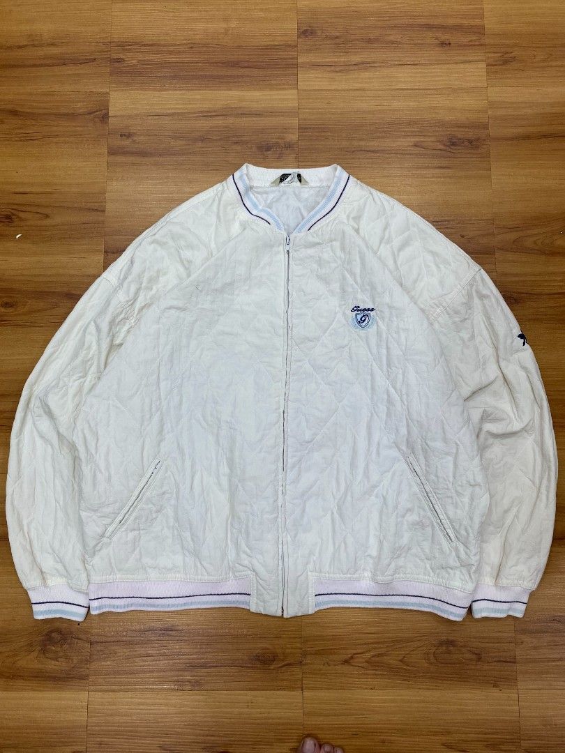Vintage 90s Guess Quilted Bomber Jacket (Category: Hoodies) located in Cavite. Submitted by six_thrift.ph (Listing ID 1465064602, Image 1). Description: 25.5x25 Flaws: Minimal Washable Stain only 650 + sf Dasmariñas, Cavite.