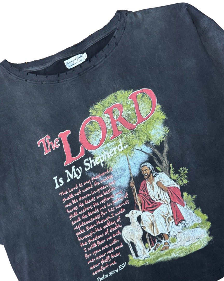 Vintage Lord Biblical Tee (Category: Tshirts & Polo Shirts ) located in Quezon City. Submitted by jjjawnz (Listing ID 1465127519, Image 3). Description: Vintage Lord Biblical Tee boxy, wide neck Size L (26x26) php 750 .