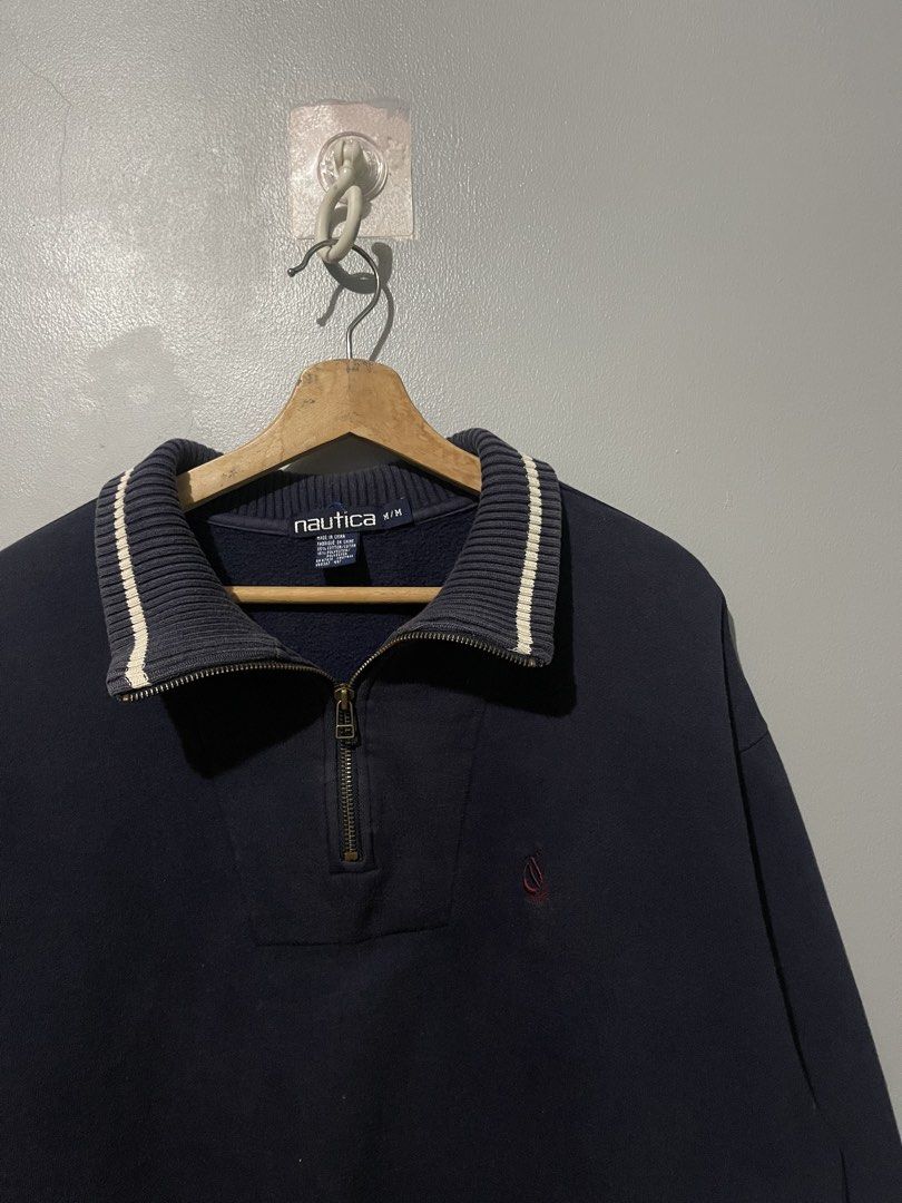 Vintage Nautica Quarter Zip Pull-Over Jacket (Category: Coats, Jackets and Outerwear) located in Calamba. Submitted by SwooshThrift (Listing ID 1464988364, Image 2). Description: *Photo is not edited, as is siya in person sa color Vintage Nautica Quarter Zip Size: Medium Length: 29 Width: 24 8/10 Condition Signs of usage, small stain Overall in good condition .