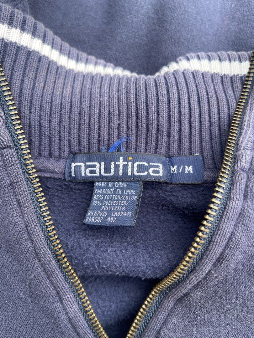 Vintage Nautica Quarter Zip Pull-Over Jacket (Category: Coats, Jackets and Outerwear) located in Calamba. Submitted by SwooshThrift (Listing ID 1464988364, Image 3). Description: *Photo is not edited, as is siya in person sa color Vintage Nautica Quarter Zip Size: Medium Length: 29 Width: 24 8/10 Condition Signs of usage, small stain Overall in good condition .