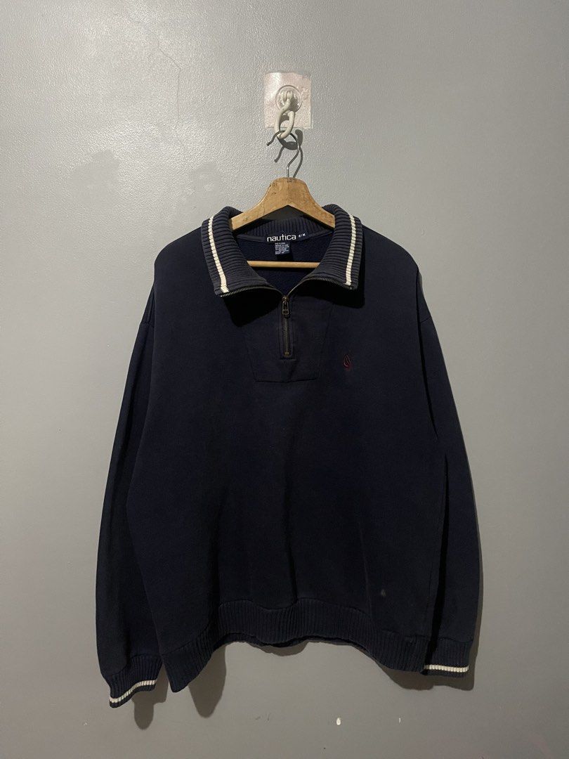 Vintage Nautica Quarter Zip Pull-Over Jacket (Category: Coats, Jackets and Outerwear) located in Calamba. Submitted by SwooshThrift (Listing ID 1464988364, Image 1). Description: *Photo is not edited, as is siya in person sa color Vintage Nautica Quarter Zip Size: Medium Length: 29 Width: 24 8/10 Condition Signs of usage, small stain Overall in good condition .