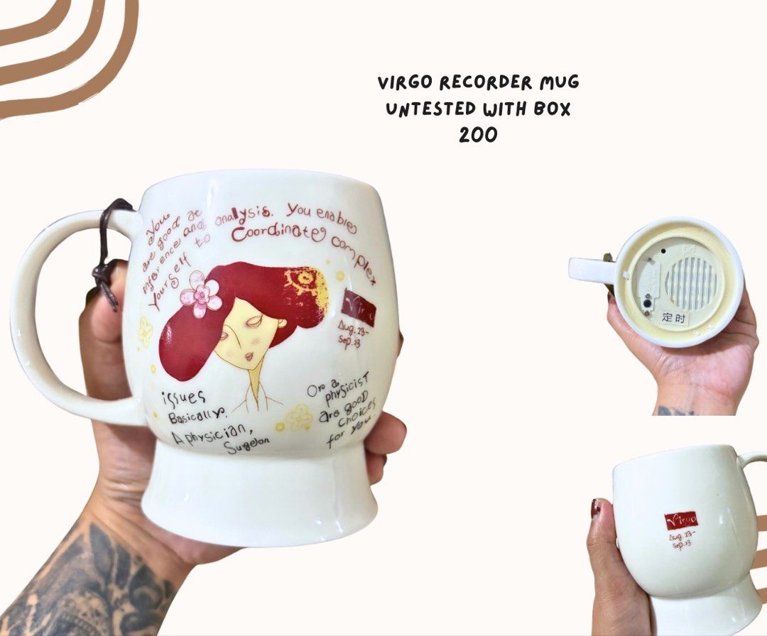 Virgo Recorder Mug (Untested with box) (Category: Coffee & Tea Tableware) located in Pasig City. Submitted by homeyvibesph (Listing ID 1465013045, Image 1). Description: .