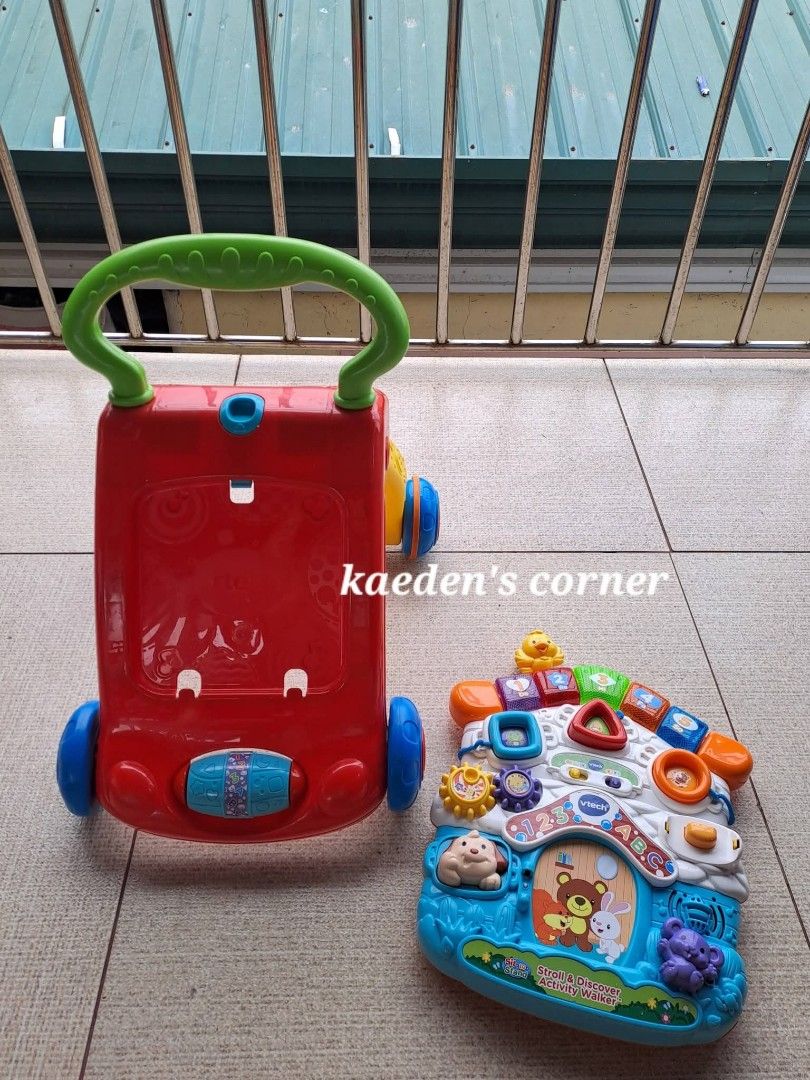 Vtech Sit to stand Push walker (Category: Infant Playtime) located in Cebu City. Submitted by kaedenscebu (Listing ID 1465006560, Image 3). Description: Vtech Sit to Stand Push Walker Php 950 ▪︎Age suitable : 8months upto 3yrs old ▪︎2n1 interactive toy ▪︎Removable activity panel ▪︎Shape sorters , Animals button light up keys & spinning gears ▪︎Sturdy easy grip handle ▪︎Support earl balance ▪︎Battery included ▪︎Srp 3k+ Preloved in good condition N