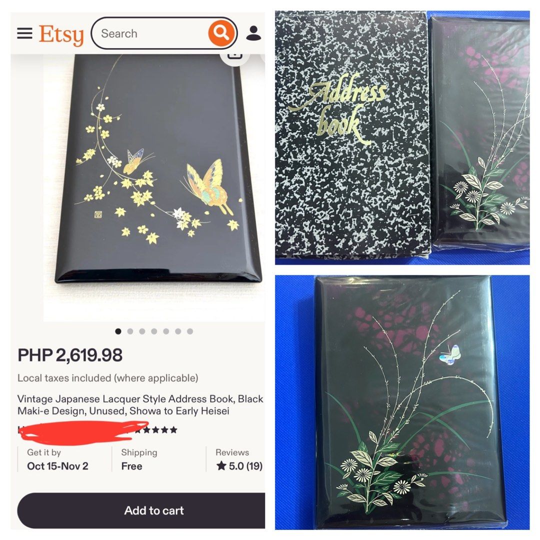 VTG Japanese Lacquer Style Address Book (Category: Textbooks) located in Makati City. Submitted by cestparfaitvintagejewelries (Listing ID 1465033087, Image 1). Description: .