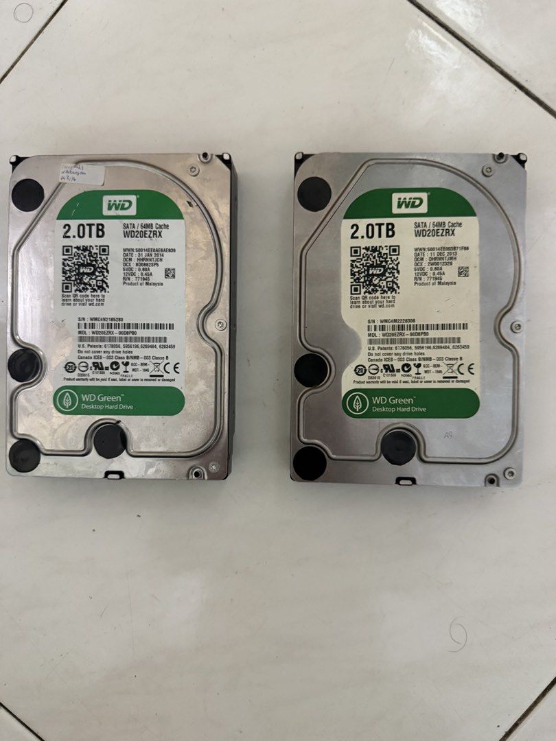 WD Green 2TB HDD 64MB, 5400RPM, 3.5”, Computers & Tech, Parts