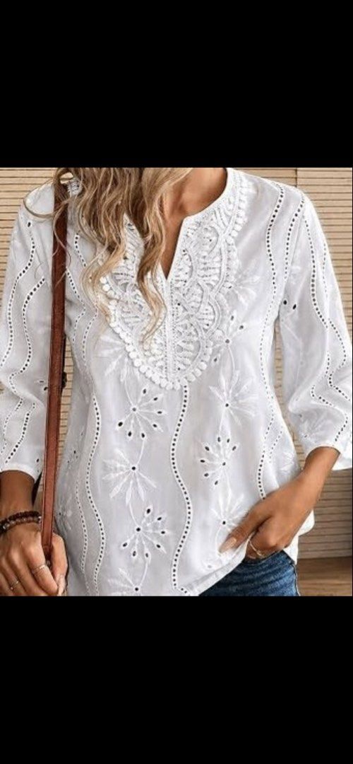 White lace top (Category: Blouses) located in Manila. Submitted by iamfashionistapage (Listing ID 1465167786, Image 1). Description: Brand new with pouch.