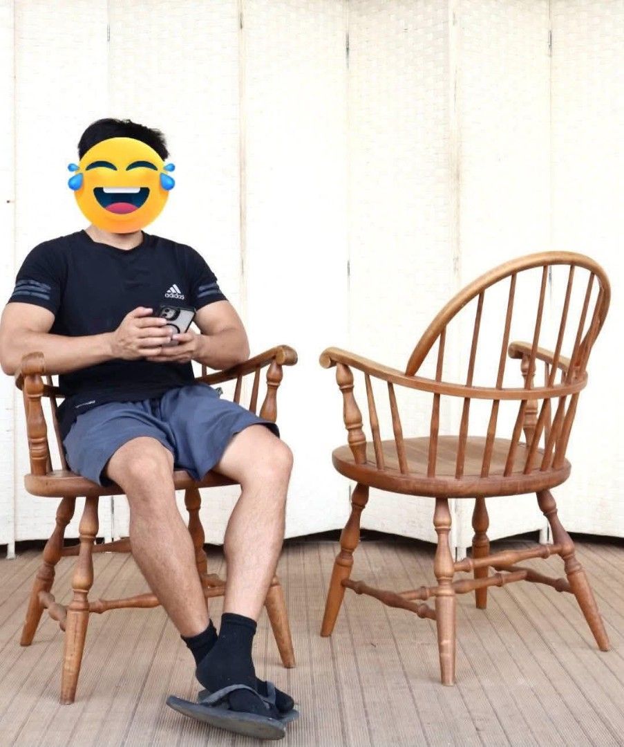 Windsor Accent Chair (Category: Chairs) located in Meycauayan. Submitted by marygracecasimiro (Listing ID 1465072024, Image 2). Description: JAPAN SURPLUS FURNITURE "STELLAS FURNITURE" 2PCS WINDSOR ACCENT CHAIRS SOLID WOOD Size 22.20L x 17.5W x 17SH x 34H in inches (AS-IS ITEM) *Minimal Scratch Only IN GOOD CONDITION💚.