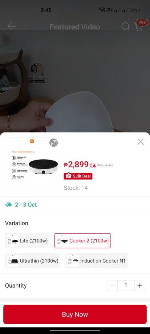 Xiaomi Mijia Induction Cooker 2 2100W (Category: Cookers) located in Quezon City. Submitted by roselynranola01 (Listing ID 1465165947, Image 2). Description: - Brand new Xiaomi Mijia Induction Cooker 2 with powerful 2100W rating - Dual-loop coil heating for fast and even cooking - Precise temperature control with 99 levels of fire power adjustment - Built with durable ceramic and anti-slip rubber ring construction - Equipped with 6 versatile cook