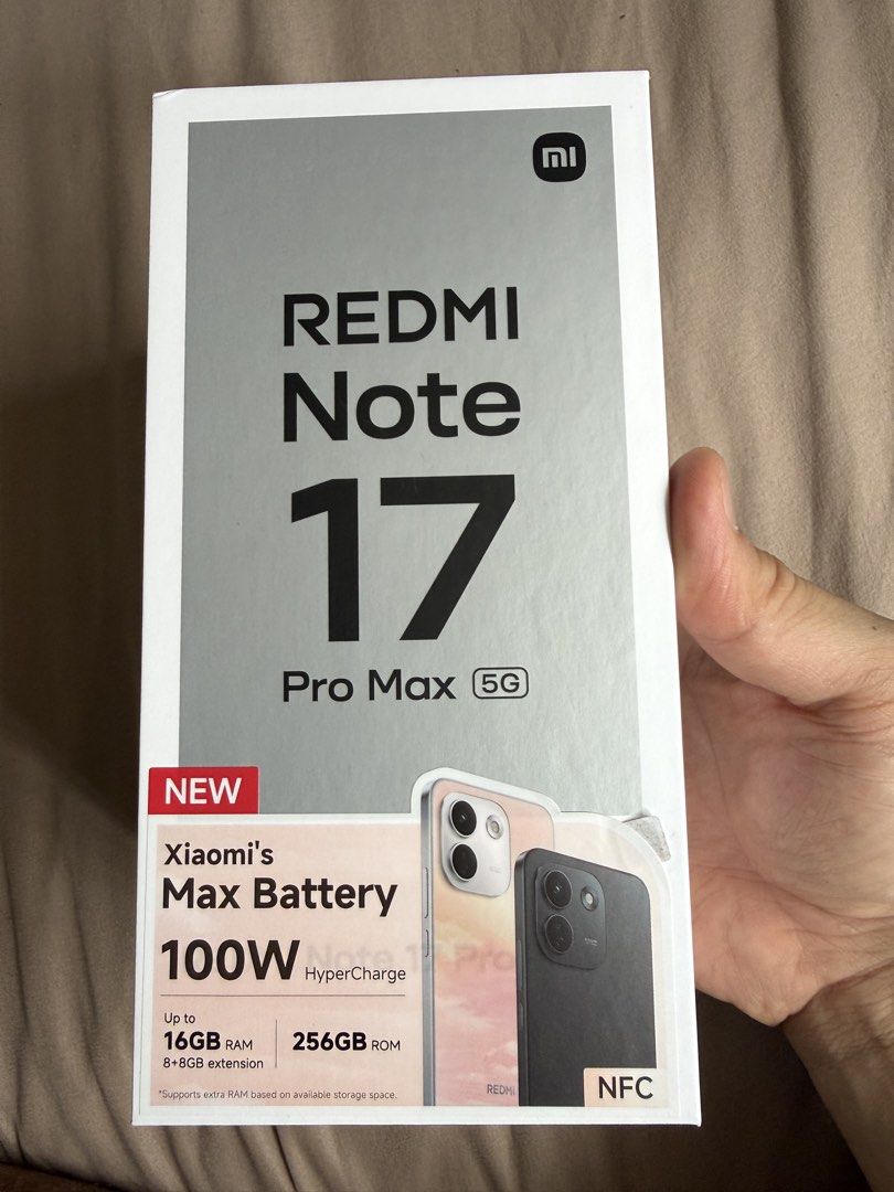 Xiaomi Redmi Note 17 Pro Max for sale (Category: Xiaomi) located in Manila. Submitted by pappypao (Listing ID 1464978855, Image 1). Description: Xiaomi Redmi Note 17 Pro Max for sale Brand New Only opened for unboxing purposes, returned to the box immediately after RFS: given for a project, extra phone, not needed.