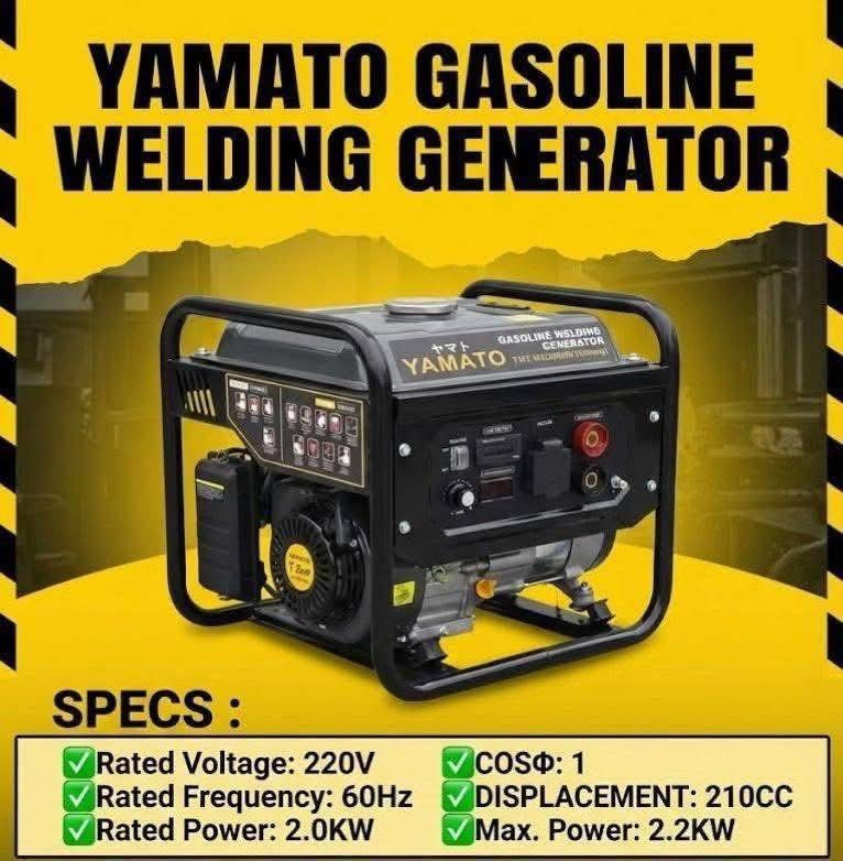 YAMATO WELDING GENERATOR (Category: Announcements) located in San Pablo. Submitted by justineange628 (Listing ID 1464974012, Image 1). Description: YAMATO Gasoline Welding Generator, model YMT-WG160Ai (160 Amp). Key Features: ✅ 160A Welding Output – Suitable for light to medium welding jobs. ✅ Gasoline-Powered – Ideal for areas without electricity. ✅ 220V AC Output – Can power small tools and equipment. ✅ Digital Voltmeter & Ammeter – For monitor