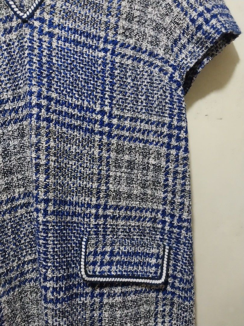 Zara blue tweed dress (Category: Dresses) located in Manila. Submitted by PrinceDani.Clothing (Listing ID 1465006833, Image 3). Description: zara blue tweed dress large on tag 19-21in width 33in length excellent condition .