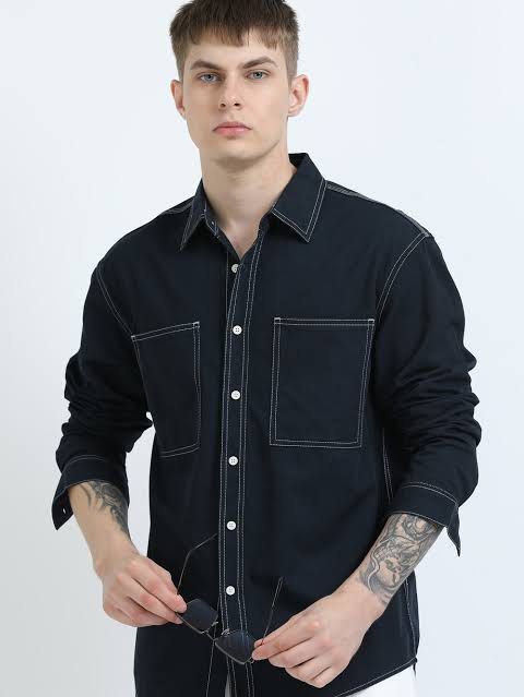 Zara Contrast Stitch Black Oversized (Category: Shirts) located in Angeles City. Submitted by donita_camorongan (Listing ID 1465058446, Image 1). Description: - Brand: Zara - Size: L - Color: Black with striking white contrast stitching - Fit: Relaxed oversized fit - Details: Camp collar, dual chest patch pockets, and button cuffs - Styling: Versatile minimal look, great worn solo or open over a tee Mop: Gcash | BDO Loc. Pampanga .