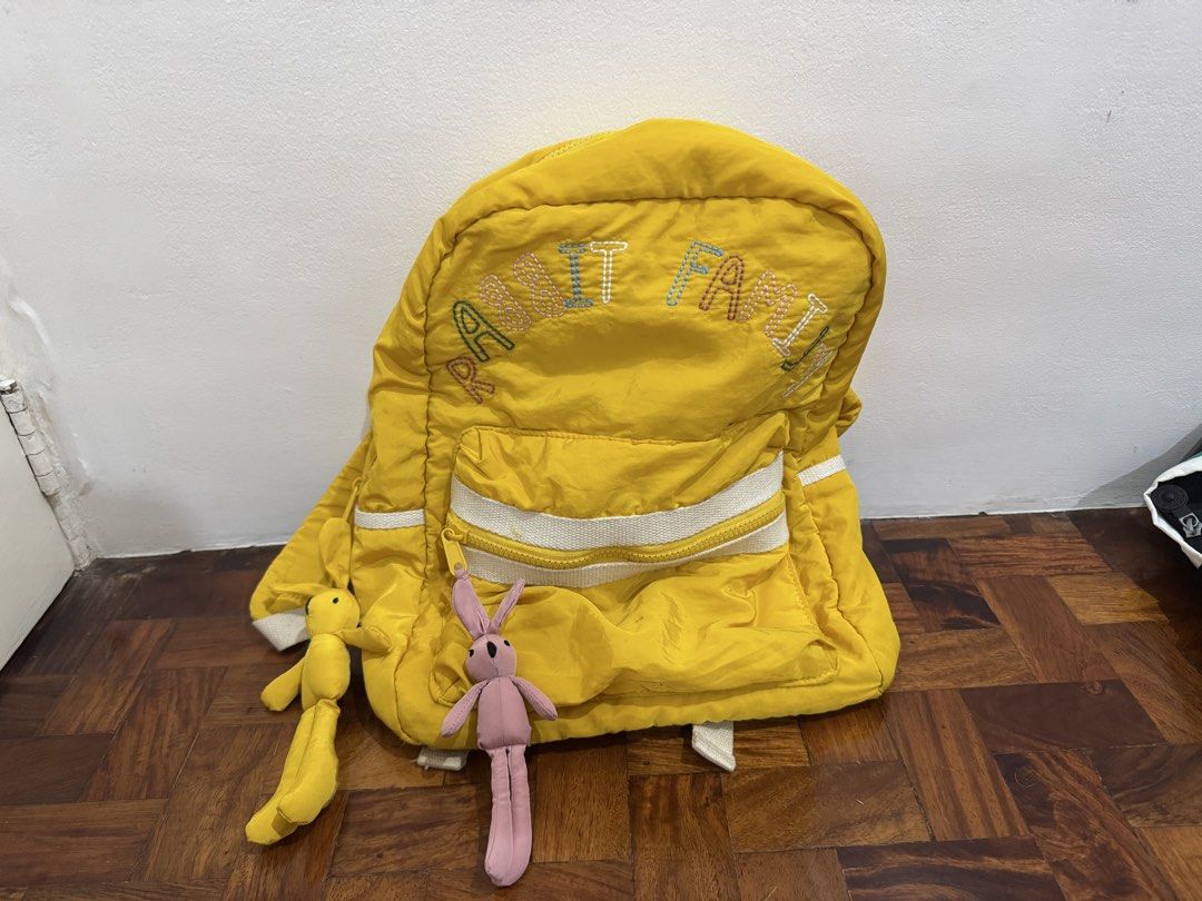 Zara Yellow Rabbit Embroidered Backpack (Category: Backpacks) located in Paranaque City. Submitted by monduffcloset (Listing ID 1465089965, Image 1). Description: • Medium sized perfect for kids and teens • Casual wear backpack includes one large front pocket •rfs: Decluttering.