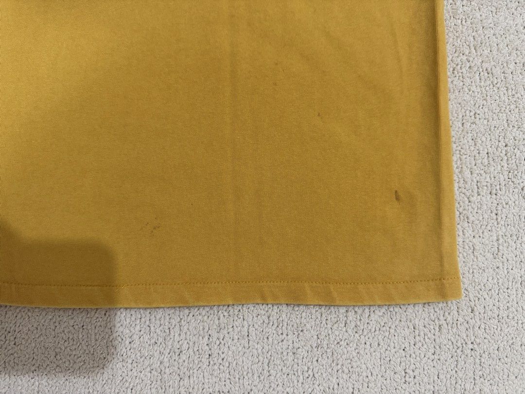 Zara Yellow Top M (Category: Shirts) located in Subic. Submitted by kittysclosetsale (Listing ID 1465031445, Image 3). Description: - Brand: Zara - Color: Mustard yellow - Size: M (EUR/USA M, MEX 28) - Material/Origin: Made in Bangladesh - Design: Classic crew neck with ribbed collar, short cap sleeves.