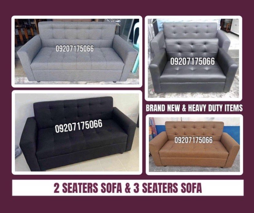 2 or 3 seaters sofa (Category: Sofas) located in Manila. Submitted by d.dorothy (Listing ID 1459552280, Image 1). Description: SUPPLIER AND MANUFACTURER •HEAVY DUTY AND BRAND NEW ITEMS HOME FURNITURES SINGLE DECK (MILITARY FLAT BAR) •30”x75” = P1,600 •36”x75” = P1,800 •42”x75” = P2,700 •48”x75” = P3,000 •54”x75” = P3,400 SINGLE DECK (TUBE TYPE) •30”x75” = P2,200 •36”x75” = P2,500 •48”x75” = P2,800 •54”x75” = P3,200 •60”x75” = P3,500 SINGLE DECK (