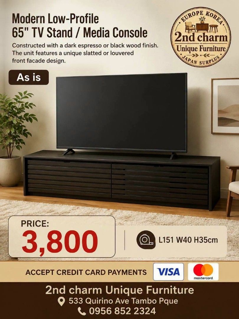 2nd hand low TV media console as is missing back cover (Category: TV Consoles) located in Paranaque City. Submitted by feybelhaft (Listing ID 1459563661, Image 2). Description: 💳 𝐌𝐨𝐝𝐞 𝐨𝐟 𝐏𝐚𝐲𝐦𝐞𝐧𝐭 ✅ QR Ph Credit Card (Visa/MC) ️️✅️ QR Ph SP@yL@ter (Sh0pee) ✅️ GCash ✅ BDO Bank Transfer ✅ BPI Bank Transfer 📍 𝙋𝙖𝙮𝙢𝙚𝙣𝙩 𝙞𝙨 𝙢𝙖𝙙𝙚 𝙪𝙥𝙤𝙣 𝙥𝙞𝙘𝙠-𝙪𝙥 𝙛𝙧𝙤𝙢 𝙪𝙨..