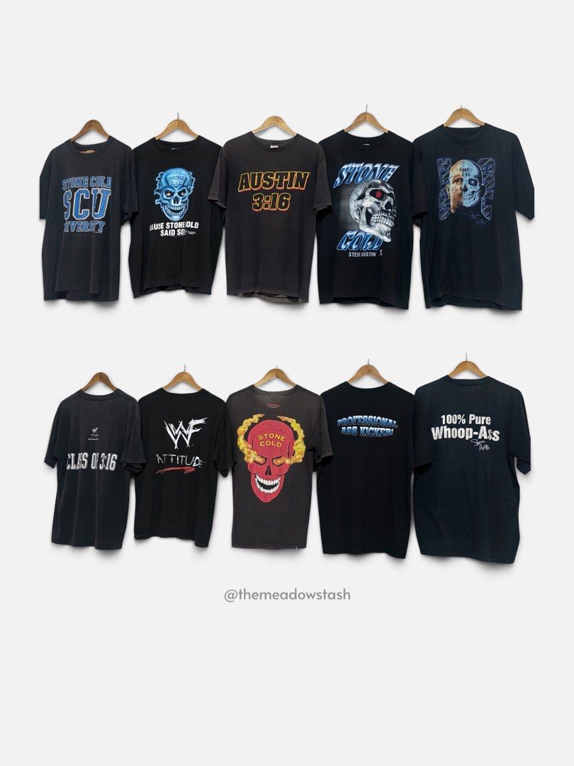 5pcs STONE COLD - STEVE AUSTIN (Category: Tshirts & Polo Shirts ) located in Mabalacat. Submitted by themeadowstash (Listing ID 1459670162, Image 1). Description: 5pcs STONE COLD - STEVE AUSTIN + one (1) free mystery stone cold shirt total of 6pcs 15k shipped 💎 PM for details 📥.