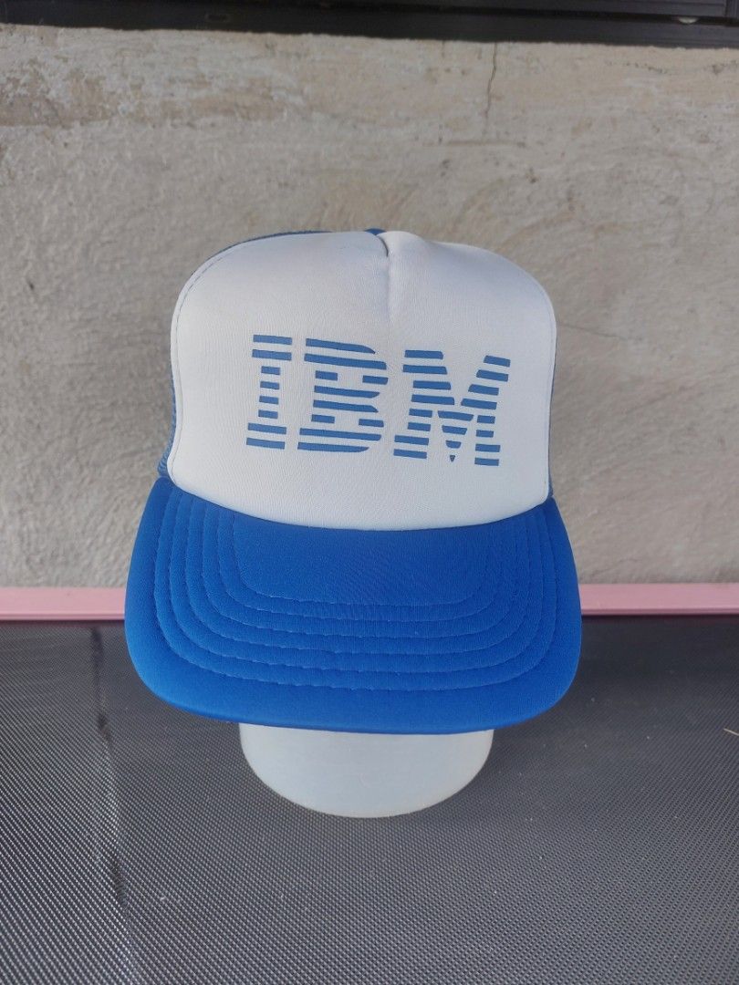 90s IBM Trucker Cap Blue White Mesh Snapback (Category: Caps & Hats) located in Magarao. Submitted by hotdogsandwich.flower (Listing ID 1459600171, Image 1). Description: .