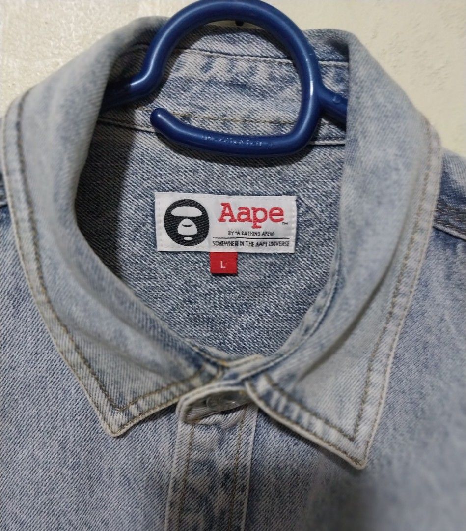 AAPE BY A BATHING APE® Denim Jacket (Category: Tshirts & Polo Shirts ) located in Manila. Submitted by PrinceDani.Clothing (Listing ID 1459666596, Image 3). Description: aape by bathing aape denim jacket large 23.5in width 29in length New with out tag .