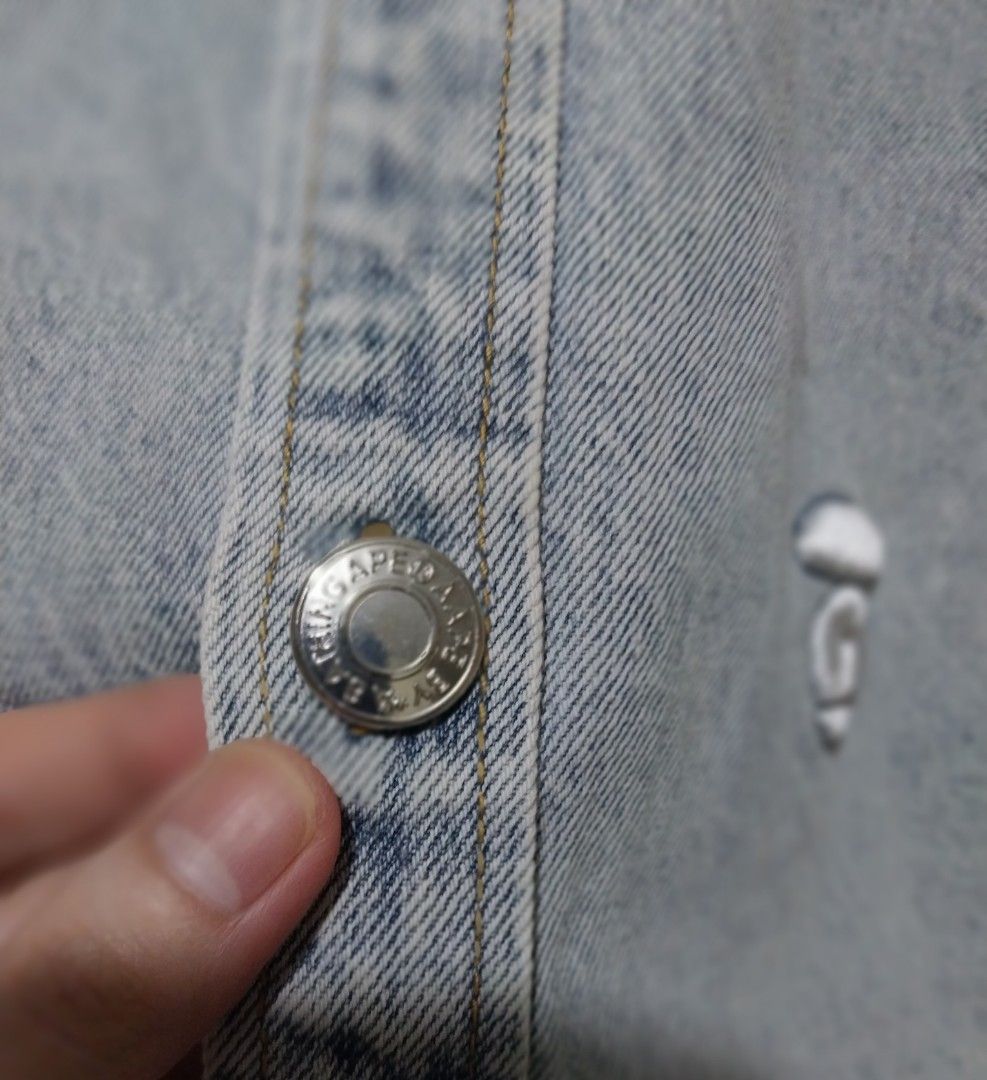 AAPE BY A BATHING APE® Denim Jacket (Category: Tshirts & Polo Shirts ) located in Manila. Submitted by PrinceDani.Clothing (Listing ID 1459666596, Image 2). Description: aape by bathing aape denim jacket large 23.5in width 29in length New with out tag .