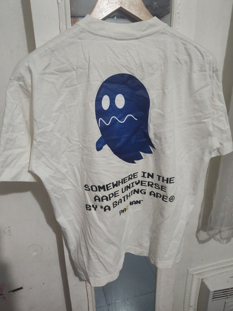 Aape x pacman (Category: Activewear) located in Labo. Submitted by ronelryan (Listing ID 1459598048, Image 3). Description: Selling aape x pacman shirt 21.5 x 23.5 Boxy fit Aape by a bathing ape Needs wash.