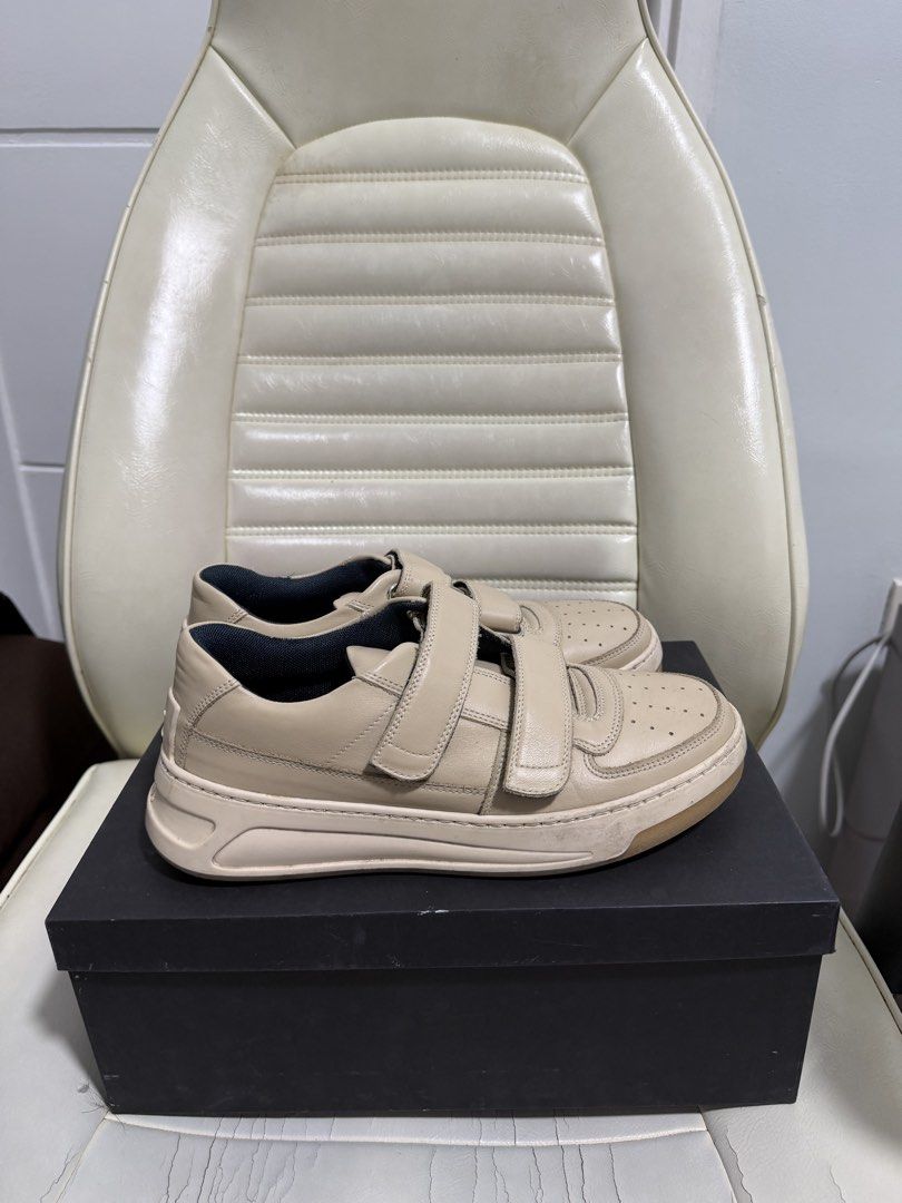 Acne Studios Beige Leather Velcro Sneakers (Category: Sneakers & Footwear) located in Iloilo. Submitted by lorenzoivan (Listing ID 1459502684, Image 2). Description: (AUTHENTIC) Acne Studios Steffy Beige White - ₱9,000 Mens: Size 39 EU / 7 US: 25.5cm Womens: Size 39/40, 8.5-9 US Pre-loved and Used condition Bought from Net-A-Porter Inclusion: with box, dustbags, note/care guide SRP: ₱45,000 Selling for ₱9,000 (NEGOTIABLE) DM for more inquiries.