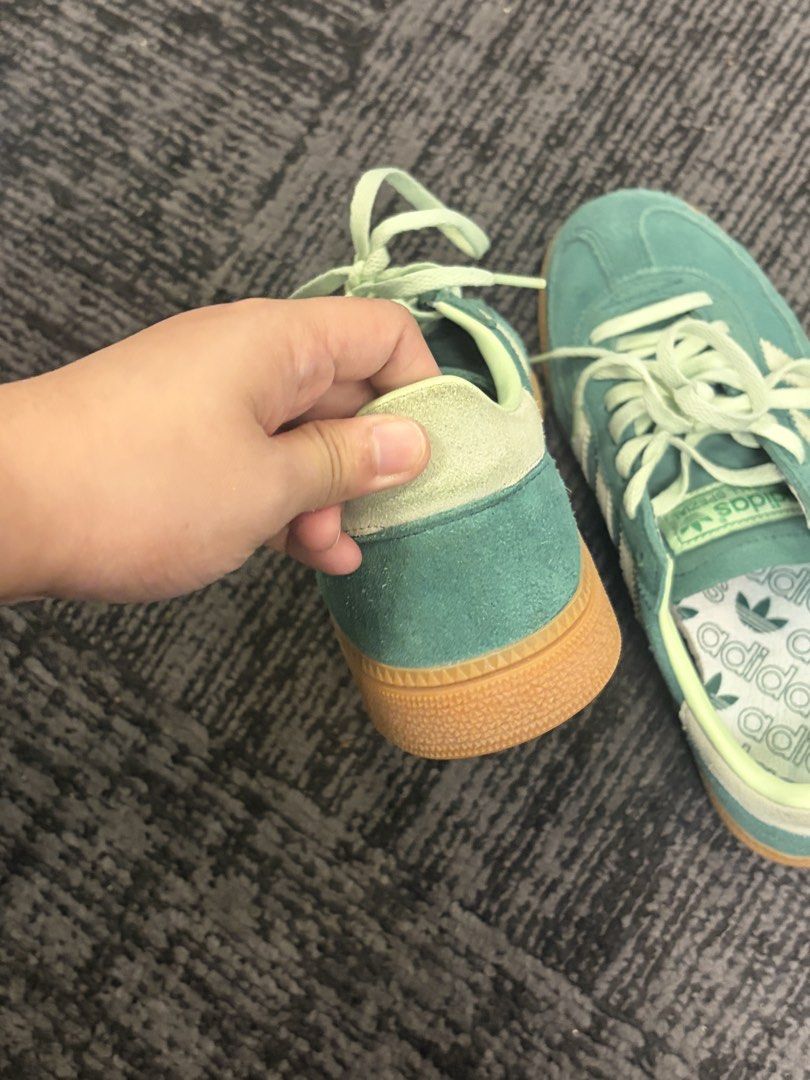 Adidas Spezial Green (Category: Sneakers) located in Manila. Submitted by prlv_mnl (Listing ID 1459507194, Image 3). Description: Used 4x only, like new. No damages and uneccessary smell or stain. Thanks pm for deets. Size 5 1/2.