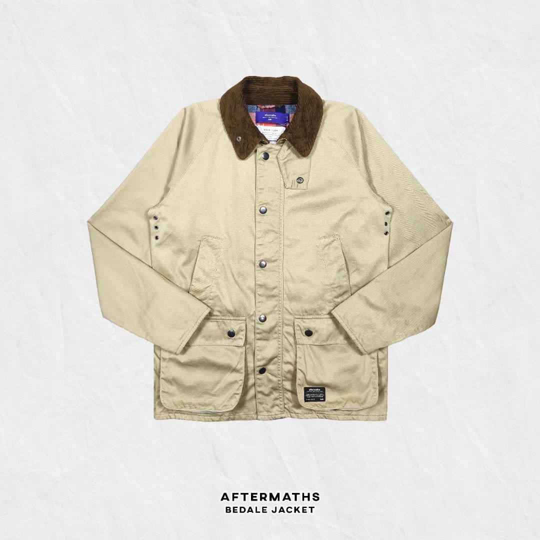 AFTERMATHS JAPAN BEDALE JACKET (BARBOUR ALTERNATIVE) (Category: Coats, Jackets and Outerwear) located in Baguio. Submitted by curatedandselected (Listing ID 1459529867, Image 2). Description: Size: medium Dimes: 20W x 27.5L Condition: 9.5/10 Fabric: cotton.