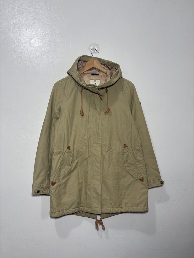 Aigle Beige Trench Coat Women Small (Category: Coats, Jackets and Outerwear) located in Balanga. Submitted by winterlab_ph (Listing ID 1459610821, Image 1). Description: Code: A809 Width: 19.5 Length: 28.5 Shoulders: 15.5 Sleeves: 23 : missing fur.