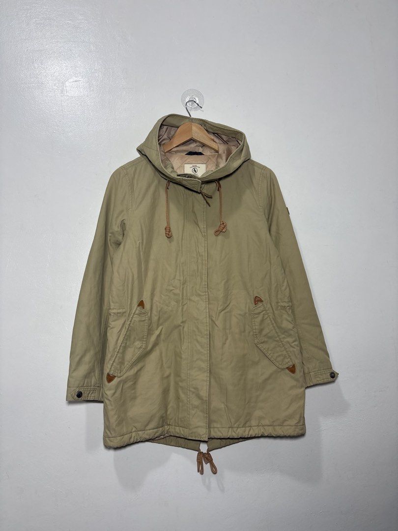 Aigle Beige Trench Coat Women Small (Category: Coats, Jackets and Outerwear) located in Balanga. Submitted by winterlab_ph (Listing ID 1459610821, Image 3). Description: Code: A809 Width: 19.5 Length: 28.5 Shoulders: 15.5 Sleeves: 23 : missing fur.