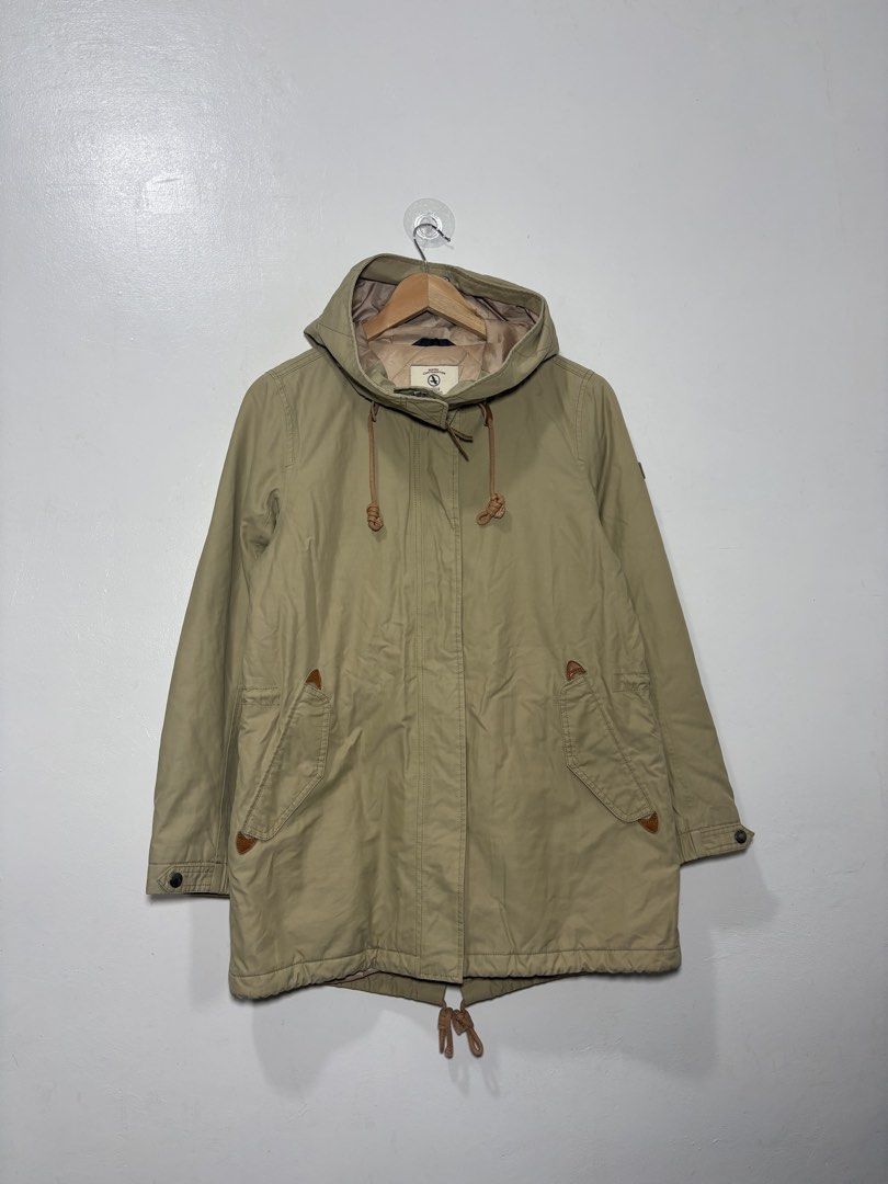 Aigle Beige Trench Coat Women Small (Category: Coats, Jackets and Outerwear) located in Balanga. Submitted by winterlab_ph (Listing ID 1459610821, Image 2). Description: Code: A809 Width: 19.5 Length: 28.5 Shoulders: 15.5 Sleeves: 23 : missing fur.