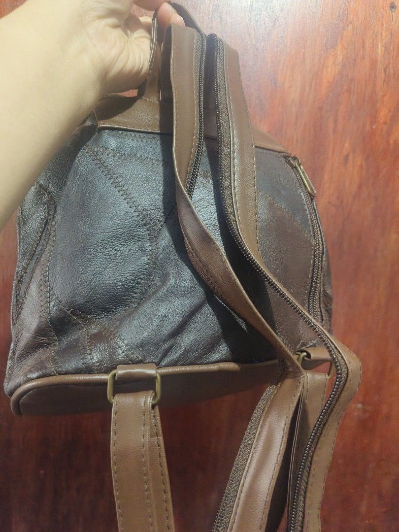 Art Gallery Patchwork Leather Drawstrings (Category: Backpacks) located in San Jose del Monte. Submitted by m_nshop (Listing ID 1459556044, Image 2). Description: - Cute brown leather backpack from Art Gallery - Unique patchwork design all over - Secure drawstring closure with a flap top - Adjustable straps for comfort - Lined interior - Perfect for everyday use or travel with sign of usage and storage from Japan Auction payment first jnt or lala