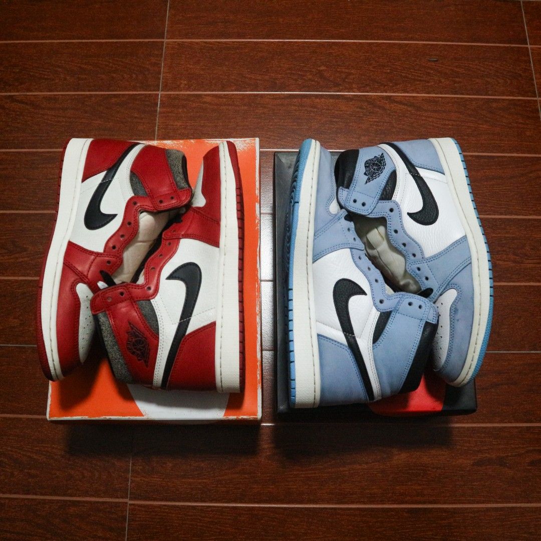 Authentic Jordan 1 Highs For Sale! (9,9.5US) (Category: Sneakers) located in Rizal. Submitted by dricflair_04 (Listing ID 1459639866, Image 3). Description: For Sale! Jordan 1 High "Lost And Found" Size 9US // Used - Very Good Condition // P7,500 Only! *Complete with laces, box, sandys bros receipt Jordan 1 High "University Blue" Size 9.5US // Used - Very Good Condition // P3,500 Only! *Complete with laces, box, receipt Vouch and video call possi