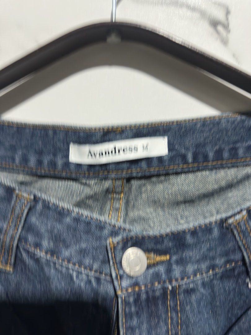 Avandress Denim Jeans Size M (Category: Jeans) located in Baguio. Submitted by miss_misery (Listing ID 1459653183, Image 2). Description: - Brand: Avandress - Color: Dark Wash Denim - Size: M - Unique double-pocket design on the front - Fit: Straight leg - Closure: Button and zip - Ideal for: Casual wear.
