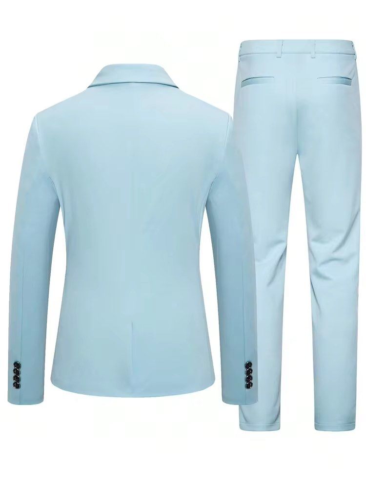 Baby Blue Men's Suit (Category: Coats, Jackets and Outerwear) located in Manila. Submitted by closet.r3set (Listing ID 1459499670, Image 2). Description: Baby Blue Suit Bought from Shein Used twice only Location: Manila.