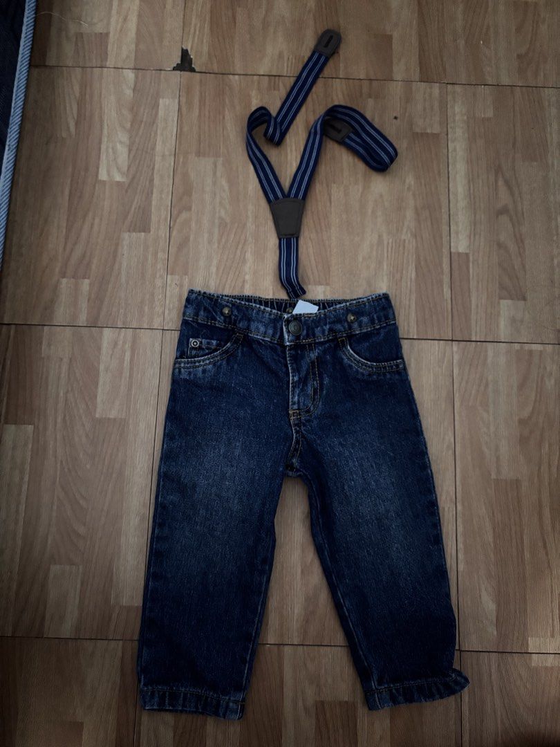 Baby boy denim pants 9Mos (Category: Babies & Kids Fashion) located in Makati City. Submitted by peachesdiala (Listing ID 1459541919, Image 3). Description: Brand: Carter's 9M on tag With detachable suspender RFS: outgrown MOP: Gcash Delivery via Lalamove or J&T.