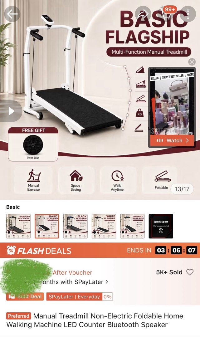 Basic Flagship Multi-Function Manual Treadmill (Category: Cardio & Fitness Machines) located in Manila. Submitted by rmsm. (Listing ID 1459617111, Image 1). Description: - Foldable manual treadmill for convenient home use - Space-saving design for easy storage - Built-in LED counter to track your progress - Integrated Bluetooth speaker for entertainment during workouts - Includes a FREE twist disc for added exercise variety - Ideal for walking an