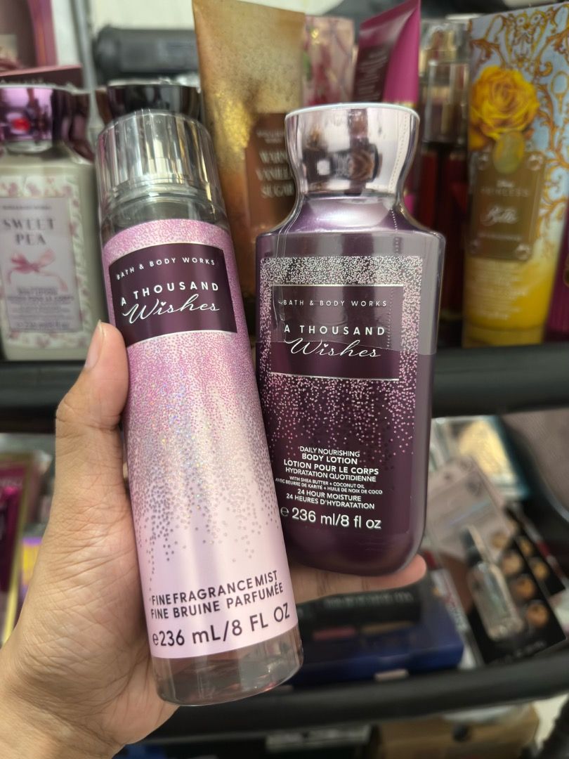 Bath & Body Works Lotions & Mists (Category: Fragrance & Deodorants) located in Caloocan City. Submitted by ririxxyess025 (Listing ID 1459531339, Image 2). Description: - Authentic Bath & Body Works Lotions & Fine Fragrance Mists - Size: 8 fl oz (236 mL) - Available Scents: Sweet Pea, A Thousand Wishes, Japanese Cherry Blossom, Butterfly - Perfect for gifting or personal indulgence.