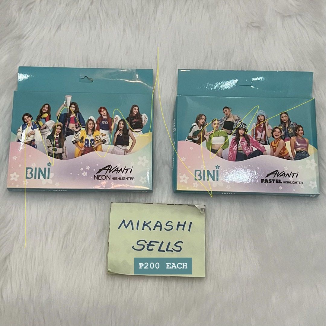 BINI Highlighters Neon and Pastel (Category: Stationery & School Supplies) located in Marikina City. Submitted by mikashisells (Listing ID 1459540263, Image 1). Description: ₱200 each 1 - Neon 1 - Pastel.