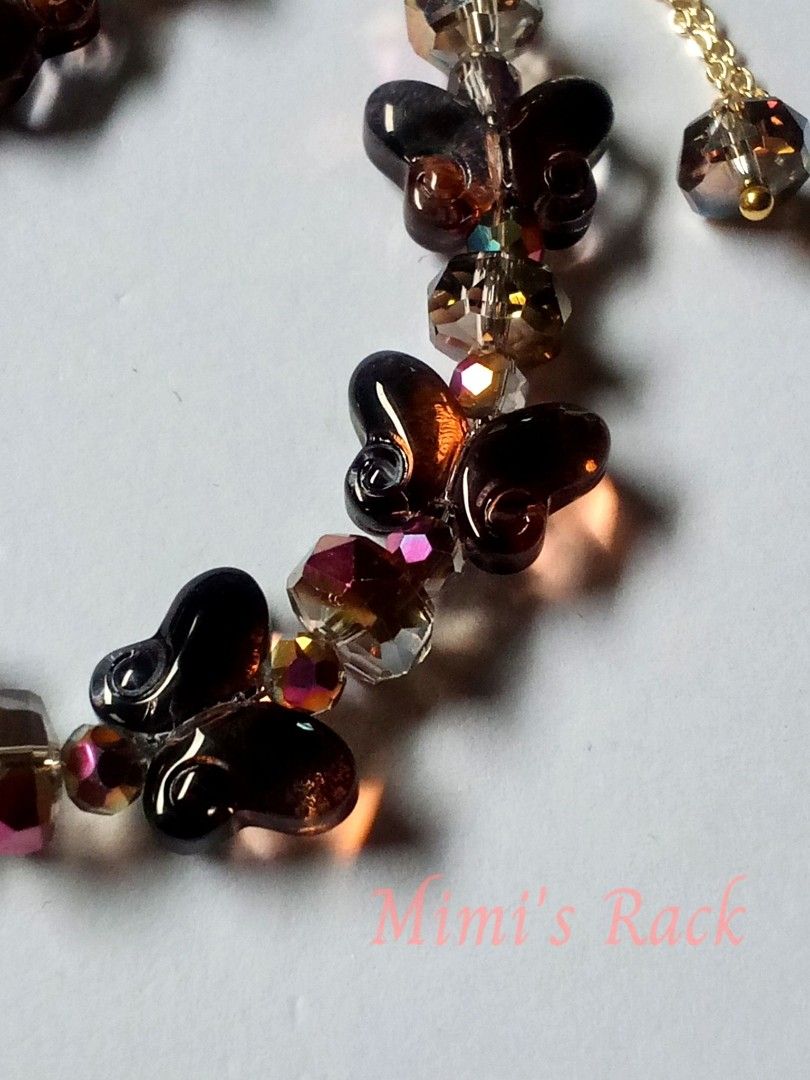 Black Butterfly Crystal Charm Bracelet (Category: Bracelets) located in Taguig. Submitted by mimisrack (Listing ID 1459629337, Image 2). Description: 🖤A beautiful and eye-catching black butterfly bracelet featuring glossy butterfly charms paired with sparkling faceted crystal beads. -The crystals reflect gorgeous champagne, pink, and rainbow-like flashes as they catch the light. ✨ -A lovely piece for everyday wear, special occasions, or as a cut