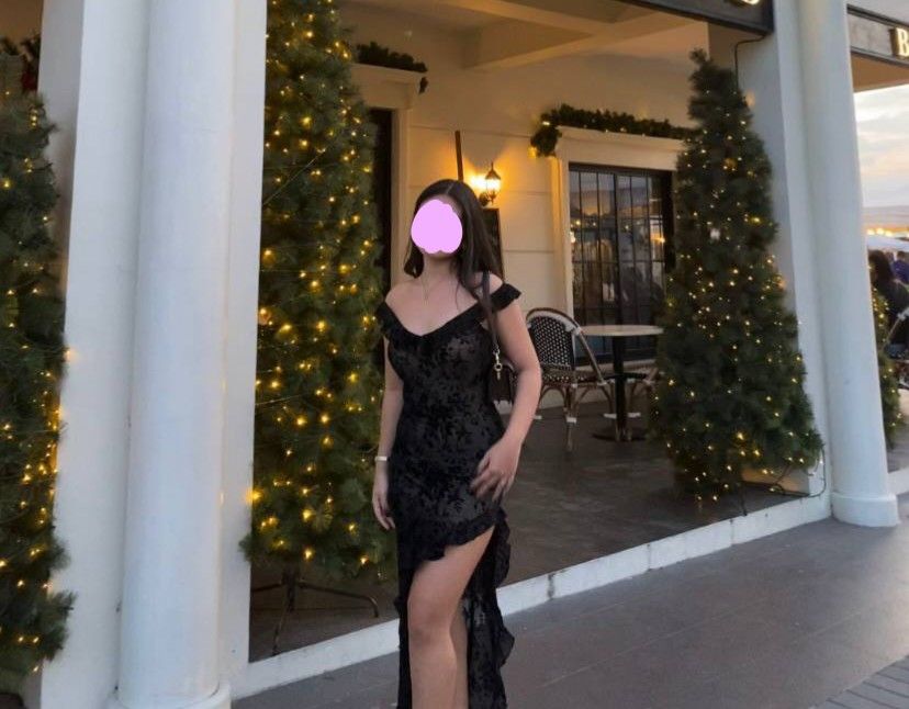 Black Lace Off-Shoulder High-Low Dress (Category: Dresses) located in Manila. Submitted by zoefunzy.yyy (Listing ID 1459615502, Image 3). Description: - Super duper flattering - Off-shoulder style with ruffled trim - High-low hemline with a slit - Ties at the back - Perfect for a night out or special occasion (used once only).